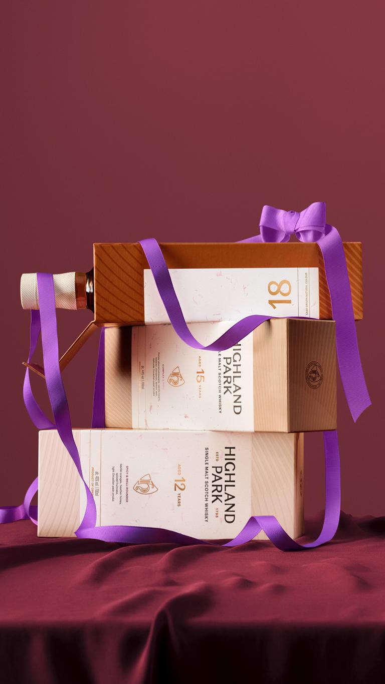 Highland Park gifting cartons stacked