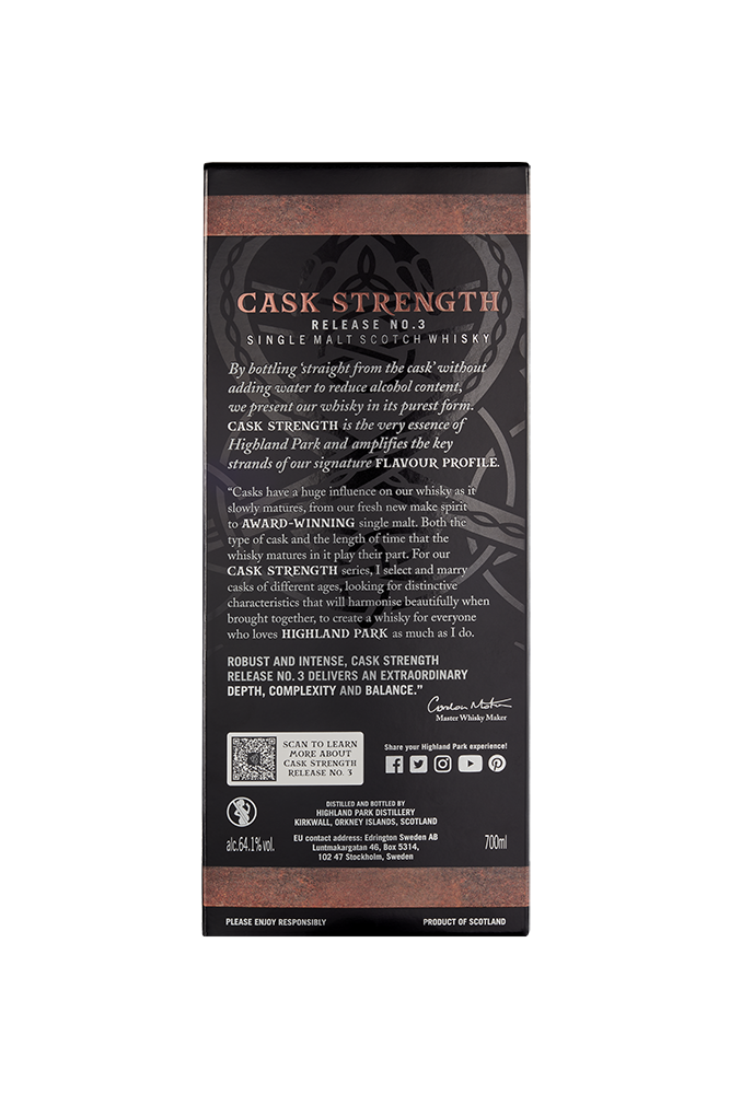 Highland Park Cask Strength Release No.3 back of the box