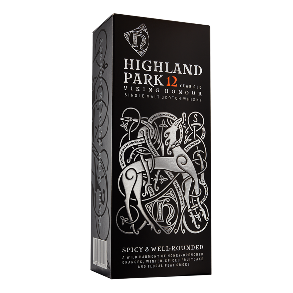 Highland Park 12 Year Old carton front on 