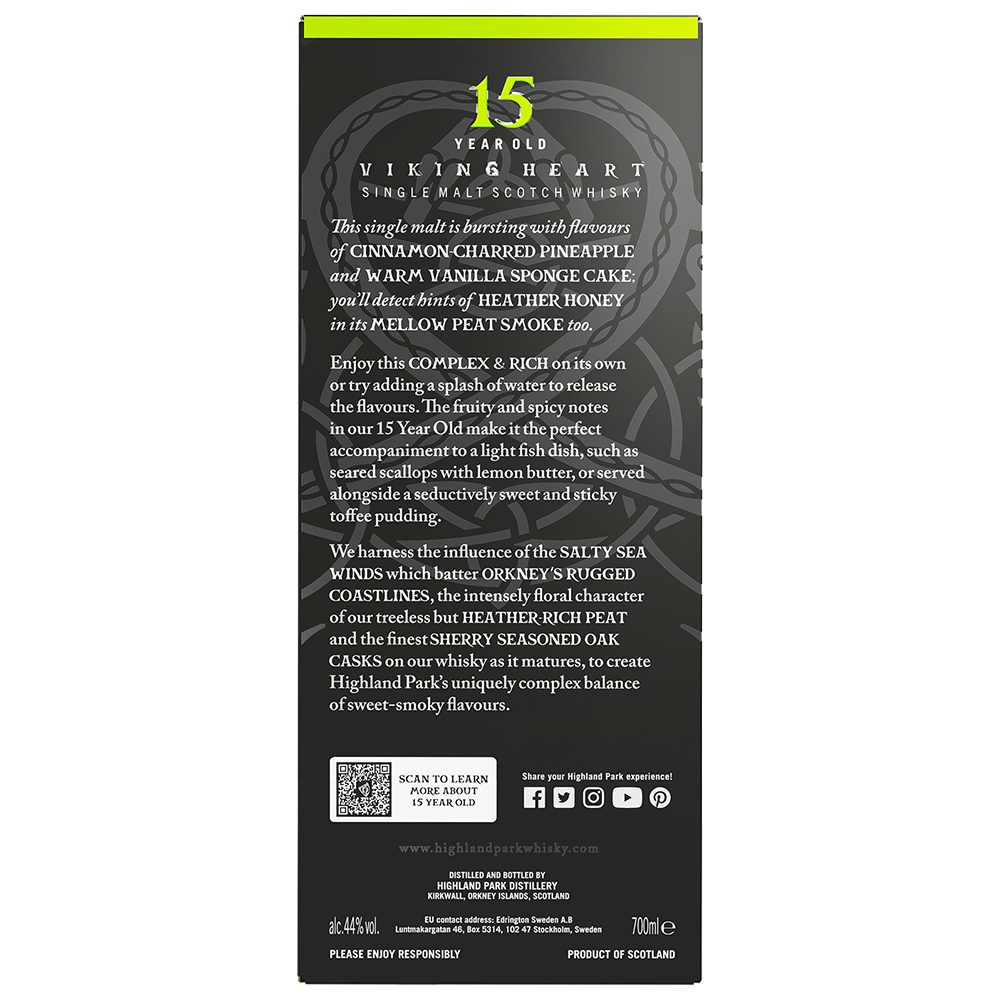 Highland Park 15 Year Old rear of carton 