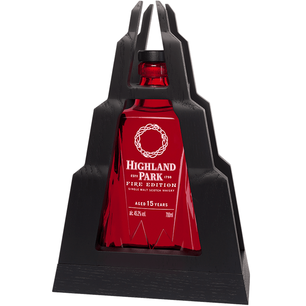 Highland Park Fire Edition 15 Year Old Single Malt Whisky in black cradle