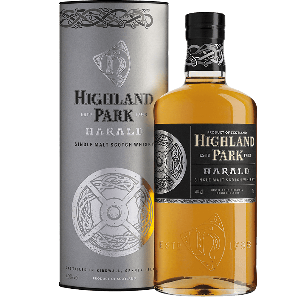 Highland Park Harald Single Malt Whisky bottle and carton