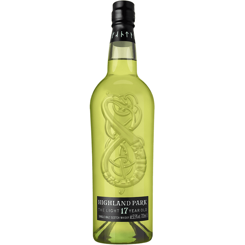 Highland Park The Light 17 Year Old Single Malt Whisky, clear green bottle