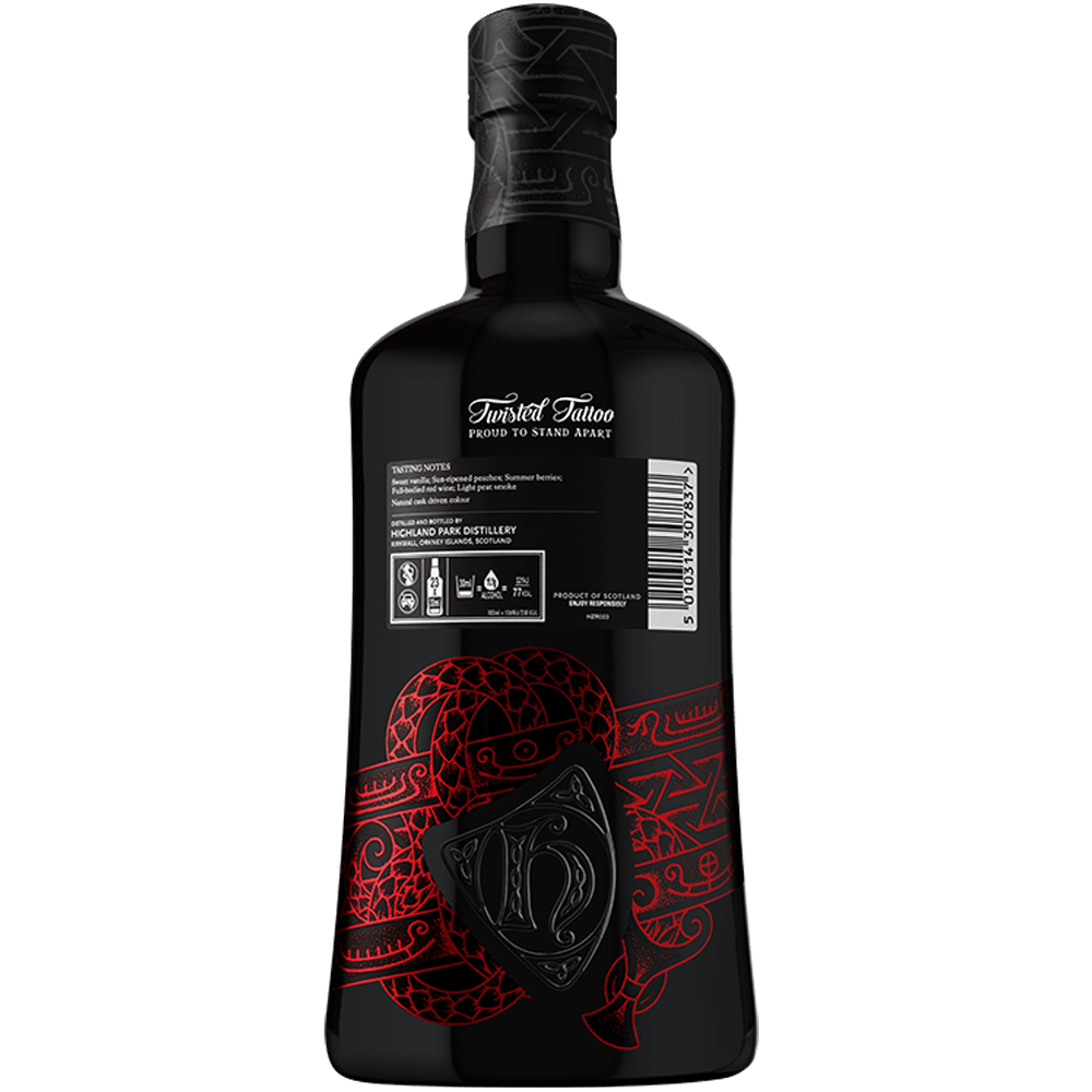 Highland Park Twisted Tattoo 16 Year Old Single Malt Whisky rear bottle view