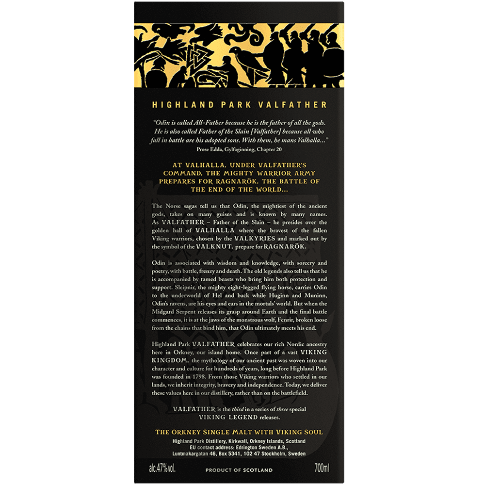Highland Park Valfather Single Malt Whisky rear view of carton