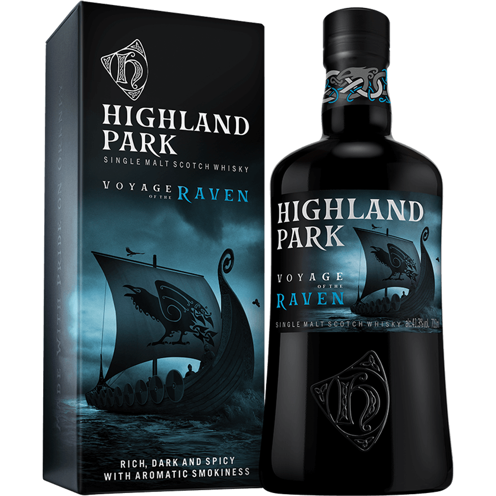 Highland Park Voyage of the Raven Single Malt Whisky bottle and carton