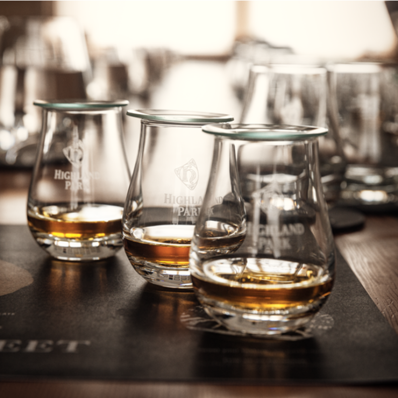 Highland Park whisky tasting glasses for The Peedie Experience 